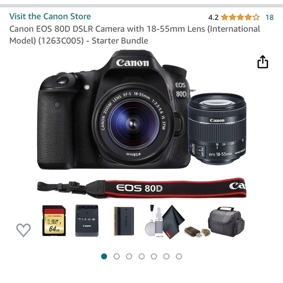 Canon EOS 80D DSLR Camera with 18-55mm Lens (International Model)